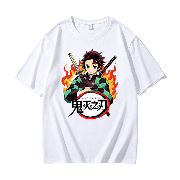 Demon Slayer Tanjiro with Swords & Fire T-Shirt