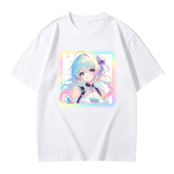 Pastel Gradient Anime Girl Portrait T-Shirt