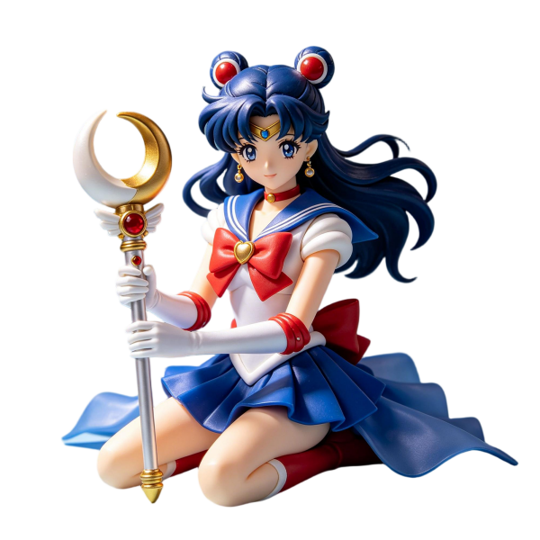 Blue Hair Sailor Guardian Kneeling Figure